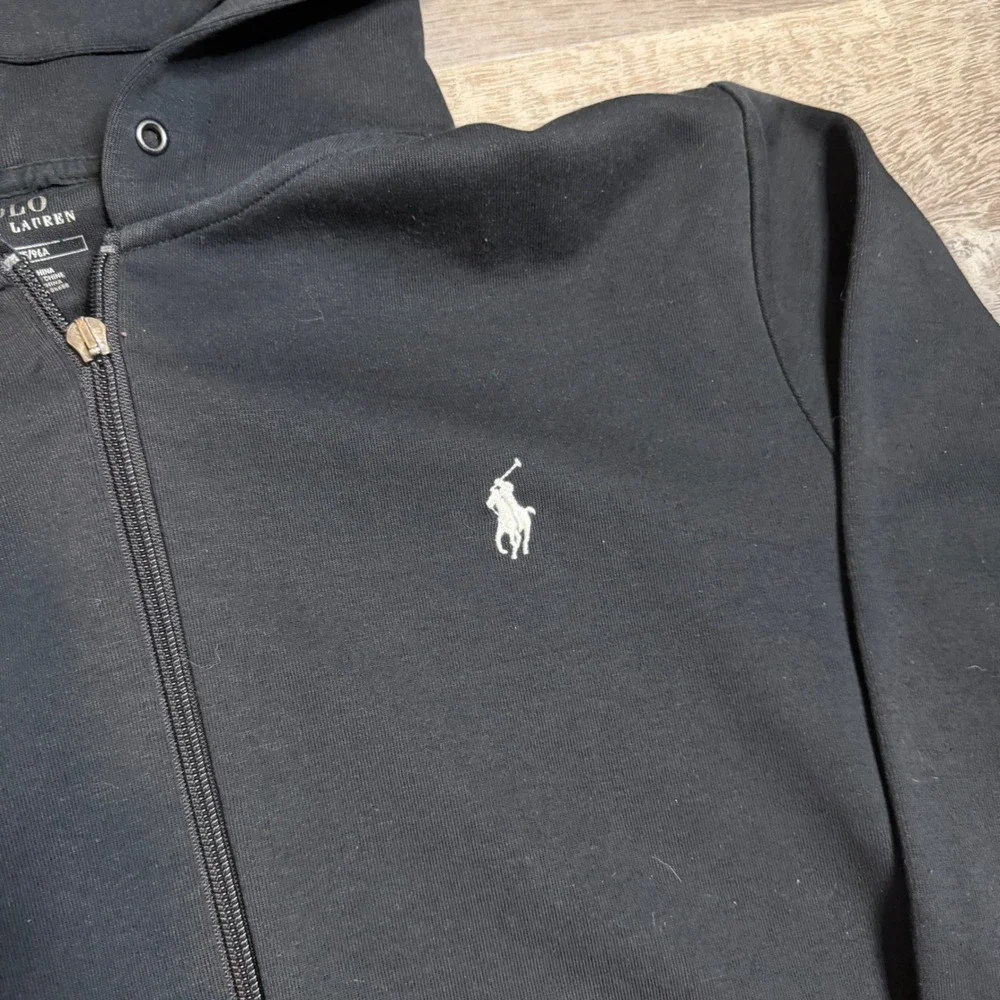 Polo Ralph‎ Lauren Mens Full Zip Hoodie Black White Pony Logo Medium RN41381